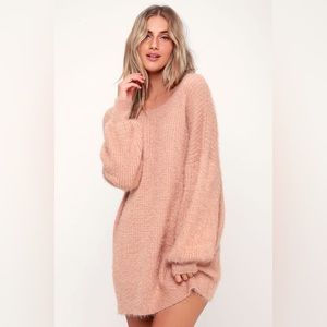 Slater Blush Pink Fuzzy Sweater Dress